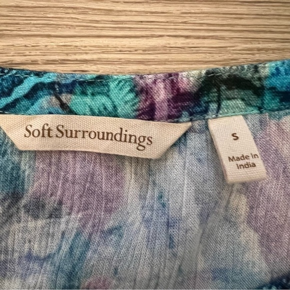 Soft Surroundings Lightweight Floral Butterfly Top Flowy Boho Short Sleeve Sz S - Picture 6 of 7